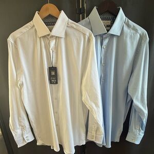 Ted Baker Nylon Stretch Formal Shirts - White&L.Blue (pair) - 16.5R 32/33 "Slim"